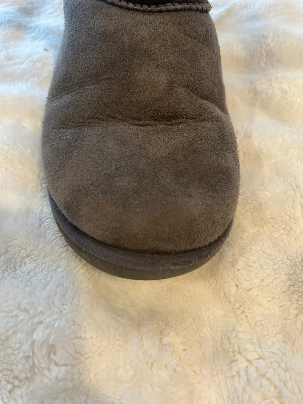 UGG Charcoal Suede Shearling Button Boot